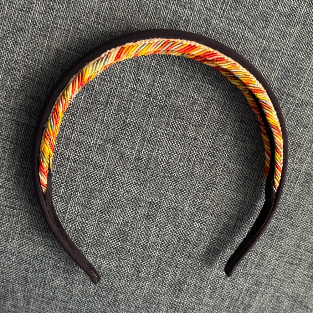 Navy with multicolor trim headband made in Italy